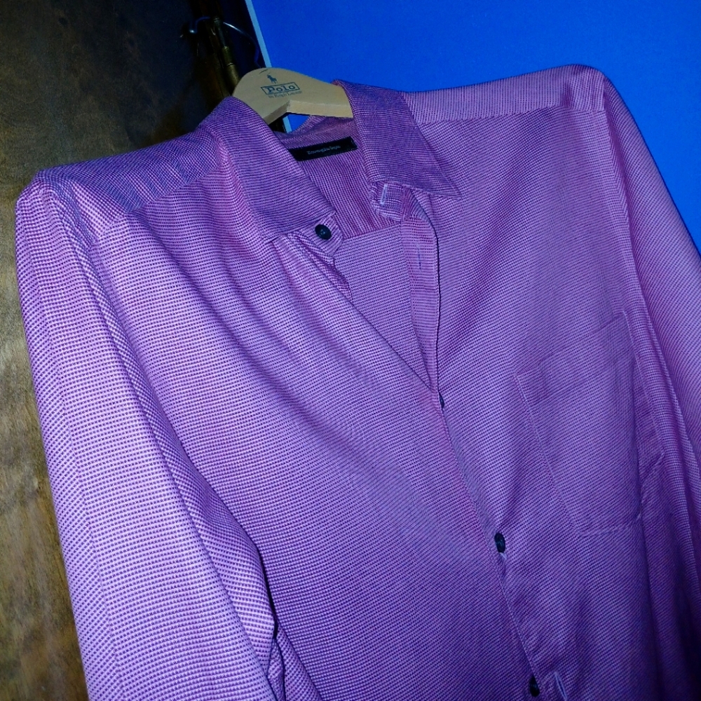 Mens Zegna Button Front Dress Shirt Rose